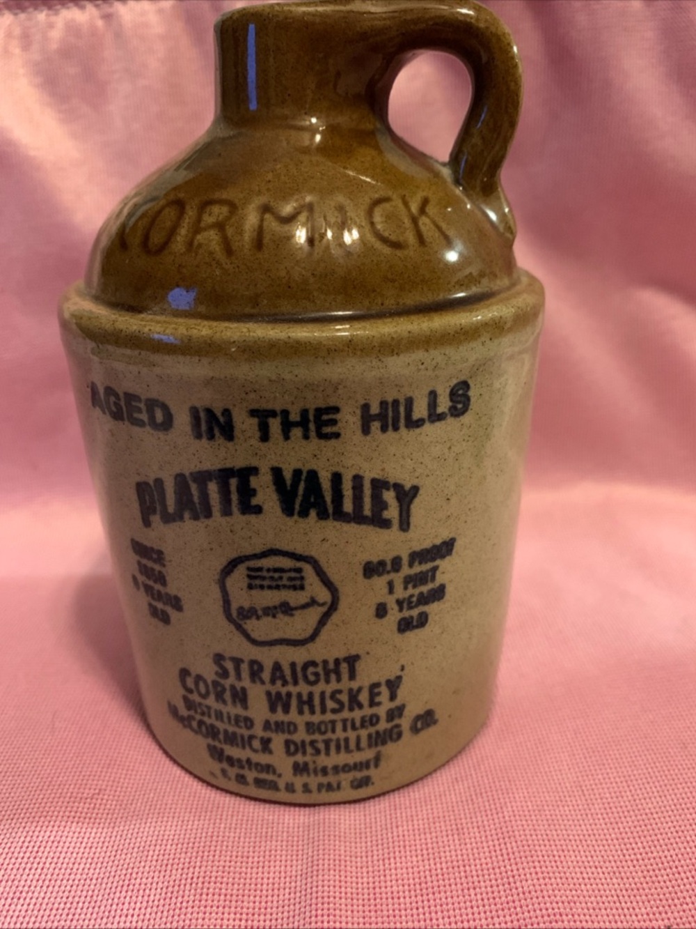 Vintage Mccormick Platte Valley Straight Corn Whiskey Jug, 6 inches, 219-1978